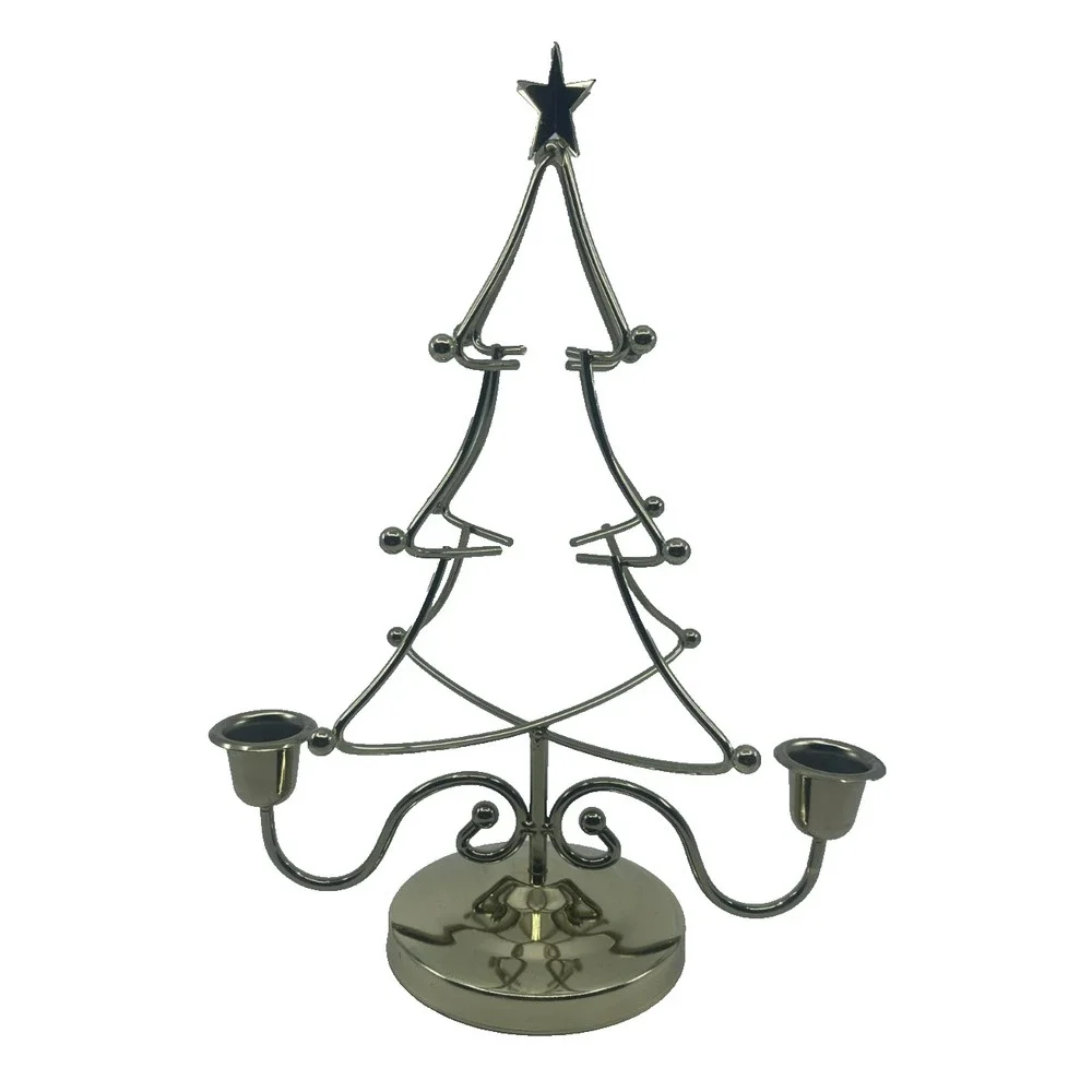Christmas Tree‎ Holiday Candle Holder Brass Vintage 12